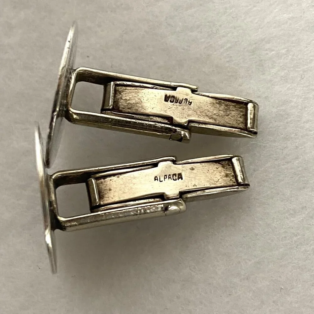 VTG Taxco Mexico Sterling Silver 925 Alpaca Aztec Mayan Calendar CuffLinks